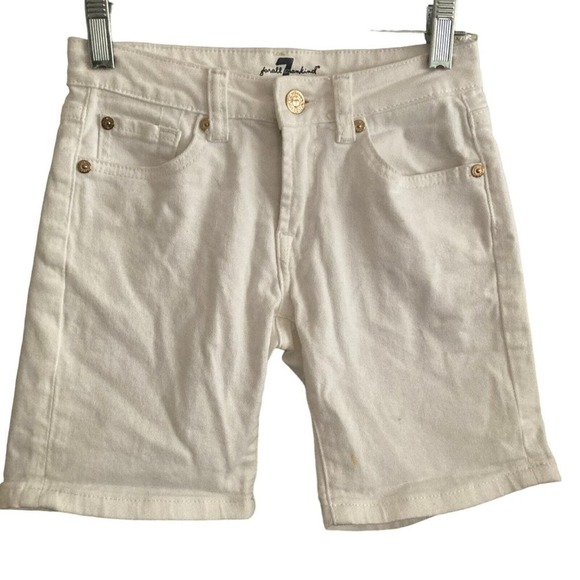 7 for All Mankind shorts Girls 10 Bermuda White Denim Stretch - Picture 1 of 6